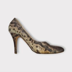 Fendi Vintage Brown /Tan  Water Snake Pumps